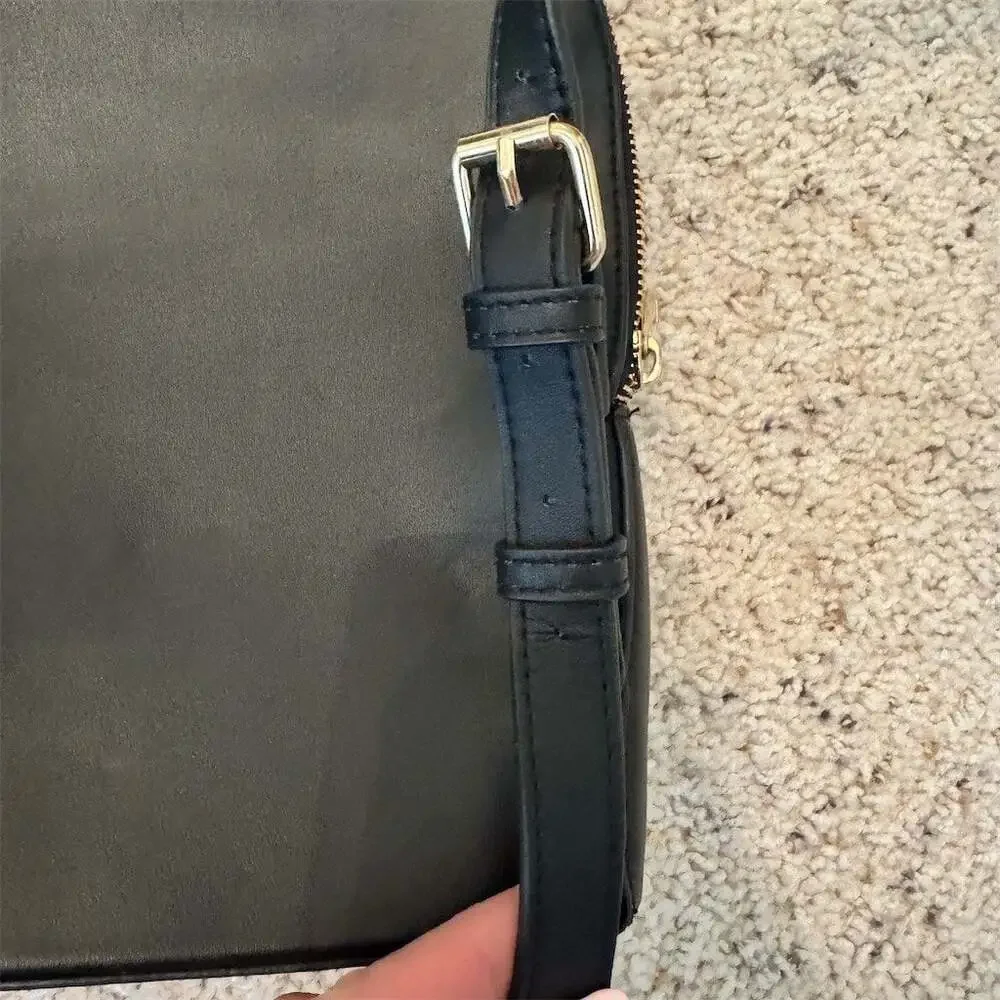 Womens Mini Backpack Purse Black Gold Ring Top Handle Double Zipper
